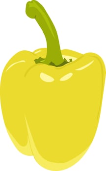 illustration of a fresh yellow bell pepper with a green stem on a white background. Perfect for food-related designs, recipe graphics, or healthy lifestyle projects. vector
