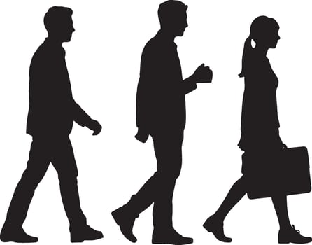 Silhouettes of three business people walking vector