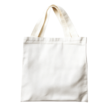 Plain white canvas tote on transparent background png