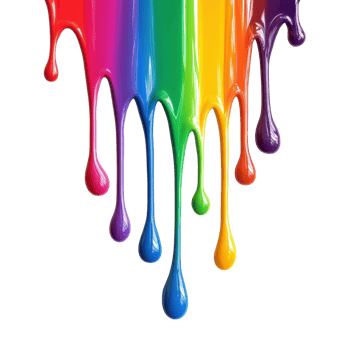 Rainbow paint dripping down on transparent background png