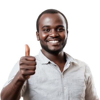 Man smiling thumbs up on transparent background png