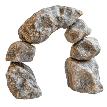 Stones stacked as an arch on transparent background png