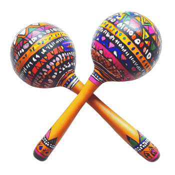 Two colorful maracas on transparent background png