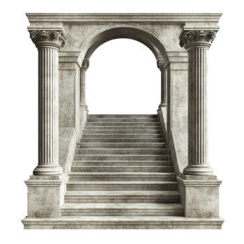 Stone stairs and archway on transparent background png