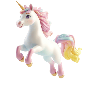 A pastel colored unicorn on transparent background png