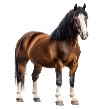 Standing brown horse art on transparent background png