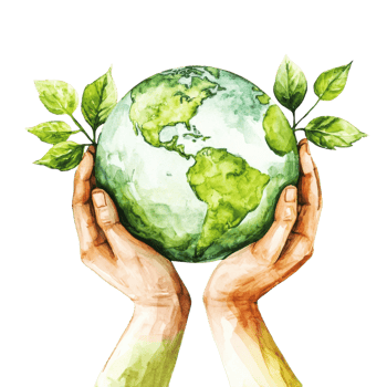 Earth held in two hands on transparent background png
