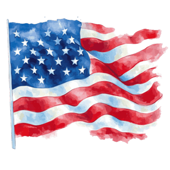 Waving american flag art on transparent background png