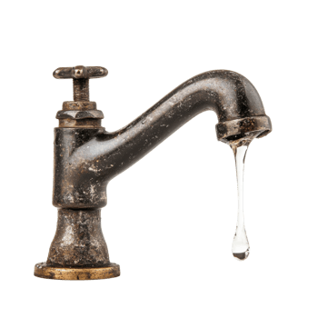 Dripping antique faucet on transparent background png
