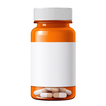 Pills in orange bottle on transparent background png
