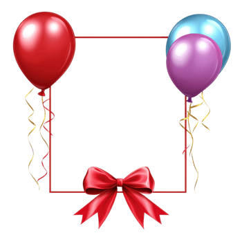 Balloons frame and bow on transparent background png