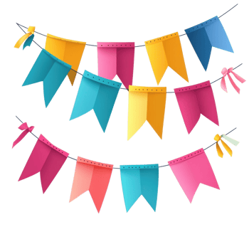 Festive party pennants on transparent background png