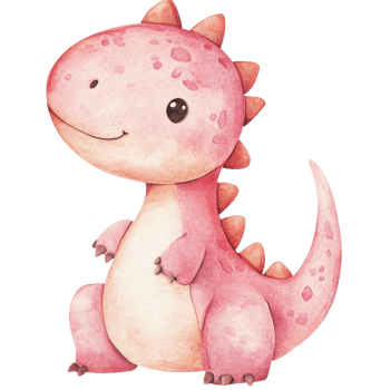 Pink dinosaur watercolor on transparent background png