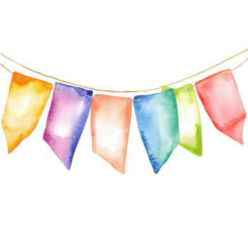 Watercolor party banner on transparent background png