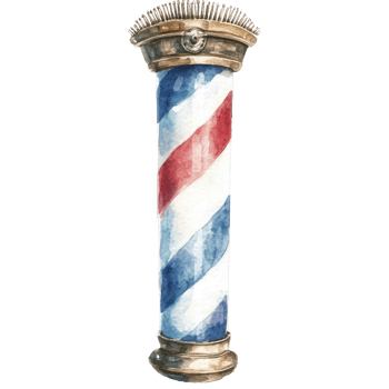A barber shop pole art on transparent background png