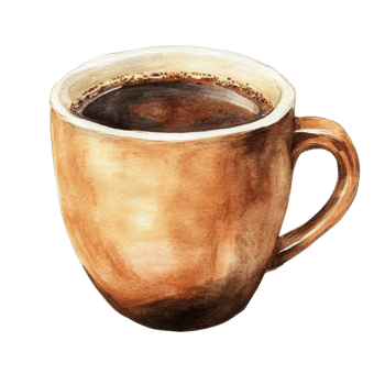 Coffee cup watercolor art on transparent background png
