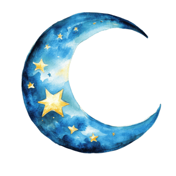 Blue moon with stars art on transparent background png