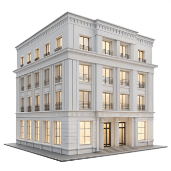 Elegant Classic Building 3D Render png