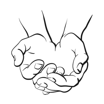 human hands. Art line sketch vector