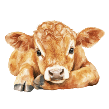 Watercolor calf resting on transparent background png