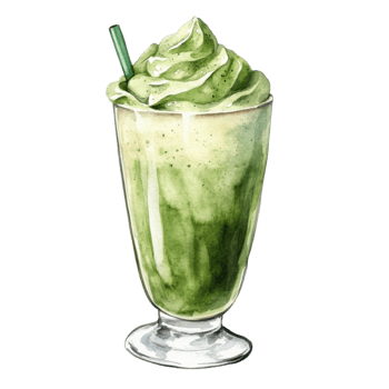 Green matcha smoothie art on transparent background png