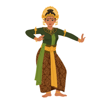 Captivating portrayal of a traditional Javanese dancer in graceful motion png