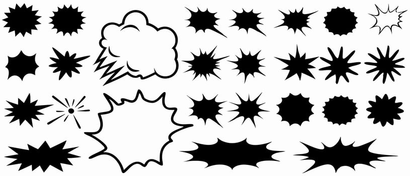 Collection of Black and White Comic Book Speech Bubbles vector