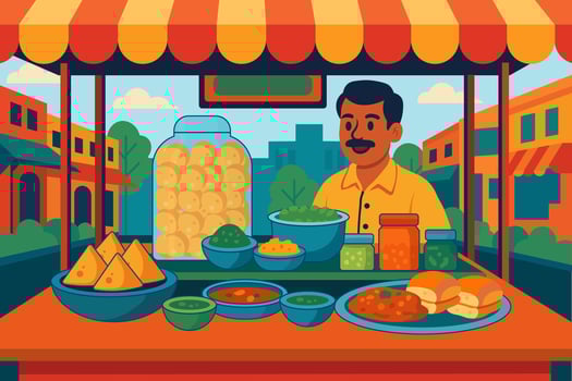 Street food stall in India vector