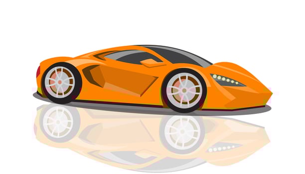orange sports car with shadow vector