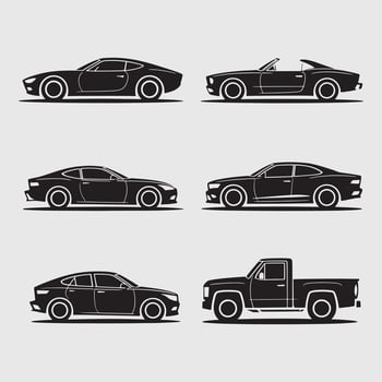 Collection of car silhouette vector