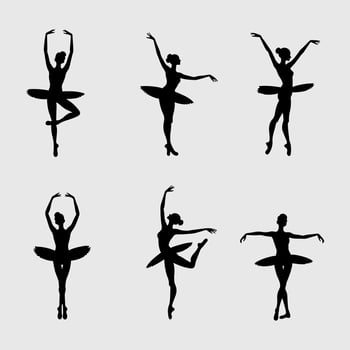 Set of dancer silhouette bundle vector