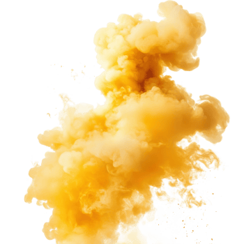 Yellow smoke on black bg on transparent background png