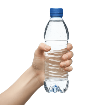 Hand holding water bottle on transparent background png