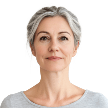 Woman with graying hair on transparent background png