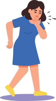 Woman yawning and covering mouth tiredness and sleepiness illustration vector