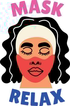 A flat style sticker of a character using beauty mask vector