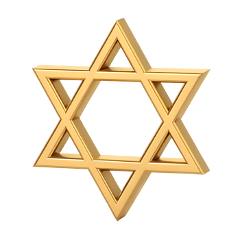 3D Render of a Gold Star of David Jewish Symbol Religious Icon Festive Decoration png