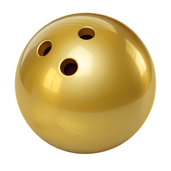 Shiny Golden Bowling Ball Sport Equipment Three Finger Holes Luxury Glossy Texture Isolated on Black png