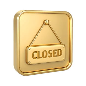 Gold 3D Render Closed Sign Business Closed Sign Gold Door Hanger Luxury Closed Signboard png