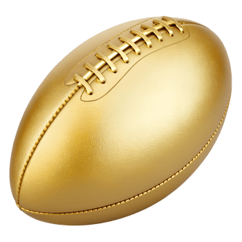 Golden Rugby Ball Luxury Sport Equipment Championship Trophy 3D Render png