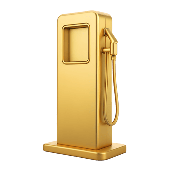 Golden Fuel Pump Dispenser Luxury Gas Station 3D Render Premium Fuel Concept png