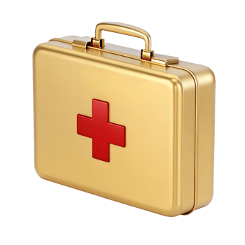 Golden First Aid Kit Medical Emergency Box Red Cross Symbol Healthcare Luxury png
