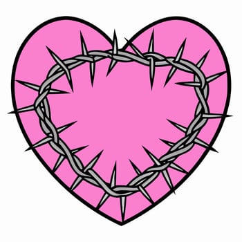 Pink Heart with Crown of Thorns Illustration vector