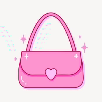 Pink Handbag Illustration, Cute Heart Detail vector