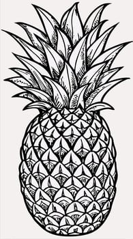 Black and White Detailed Pineapple Illustration vector