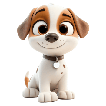 Cartoon dog with collar on transparent background png