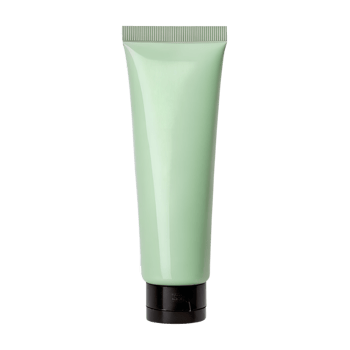 Eco-friendly mint green beauty cream tube, minimalist design, transparent background, product mockup png