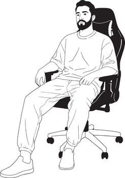 Man in Casual Wear Sitting in Gaming Chair Illustration vector