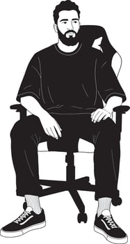 Man Sitting in a Gaming Chair Illustration vector