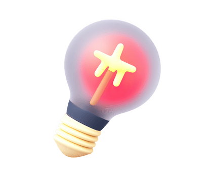 3D lightbulb icon with a glowing red star inside, symbolizing a brilliant idea, innovation, or inspiration. Great for creative projects and unique solutions. png